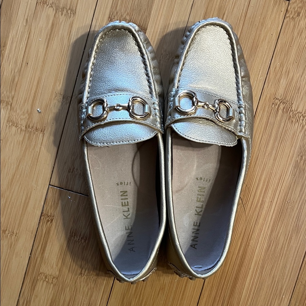 Anne Klein Metallic Gold Loafers
